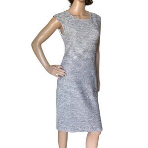 Banana Republic Tweed Knit Sheath Dress Size 6 Sleeveless Black White Elegant